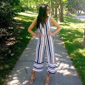 Asos Striped Wide Leg Jumpsuit